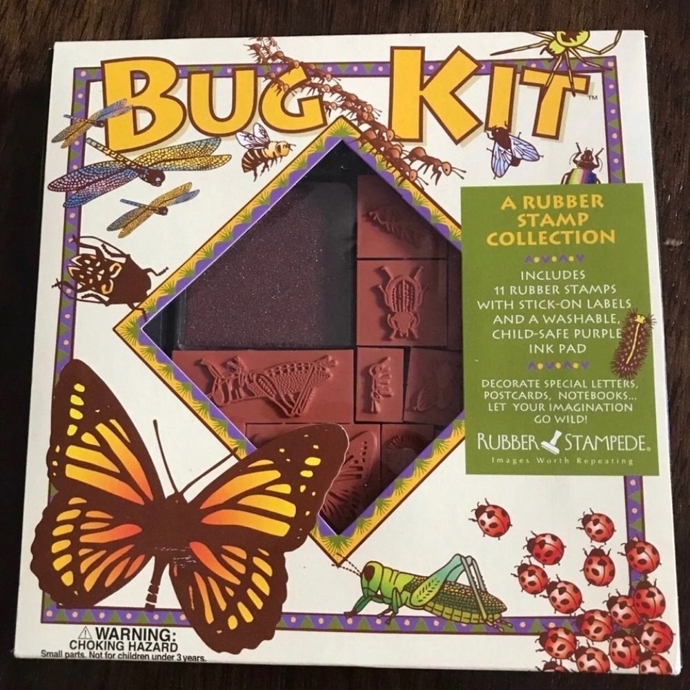 Rubber Stamp Kit “bugs” And Ink Pad